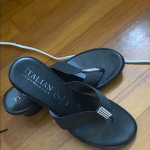 Black Italian Shoe Makers Flip Flop-Heels